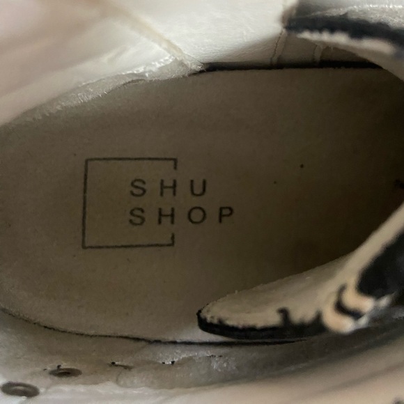 ShuShop White and Black High-Top Sneakers with Leopard Accents - Picture 2 of 11